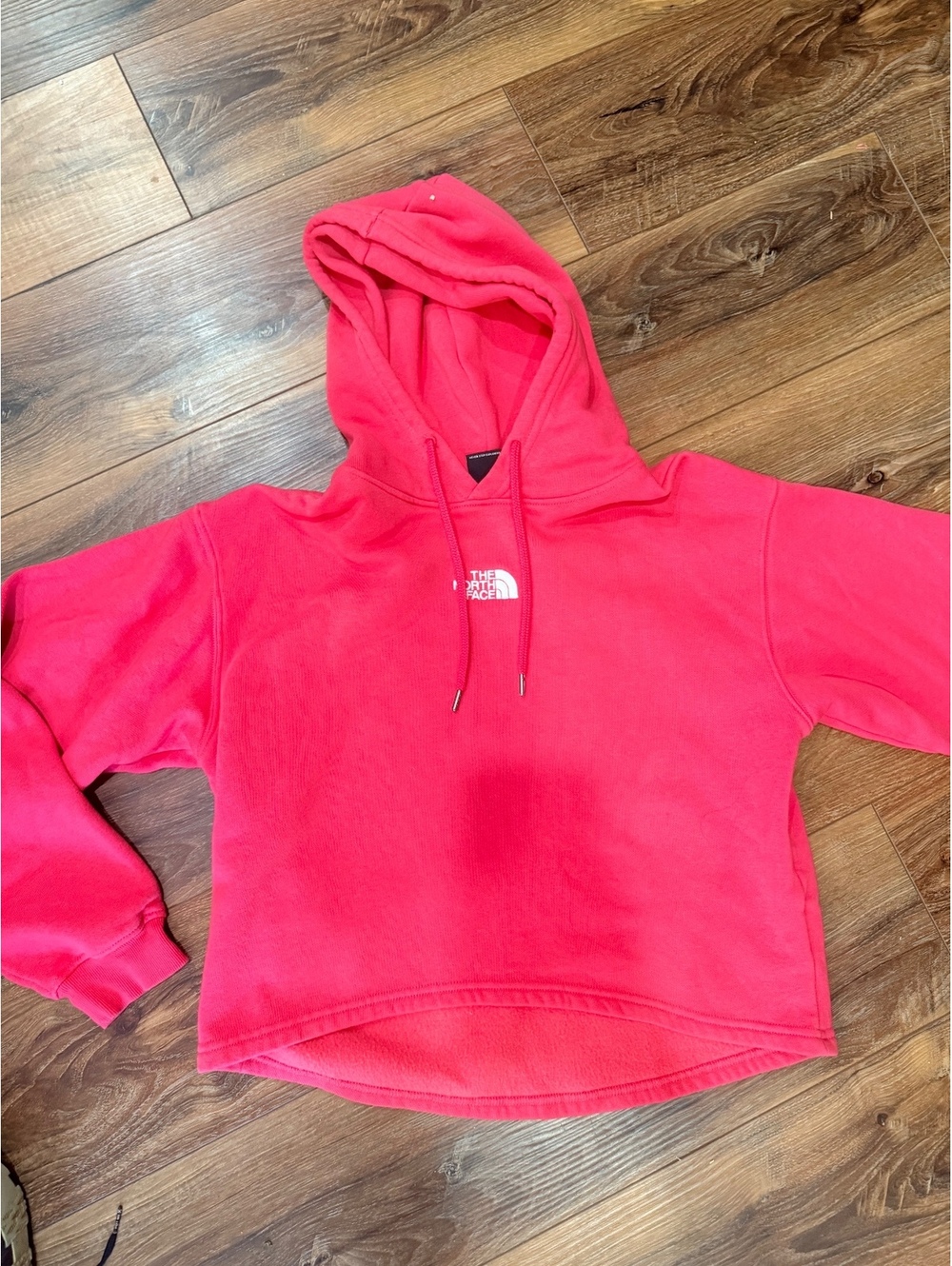 The North Face Women’s Pink Cropped Pullover Hoodie Logo Sweatshirt Size M